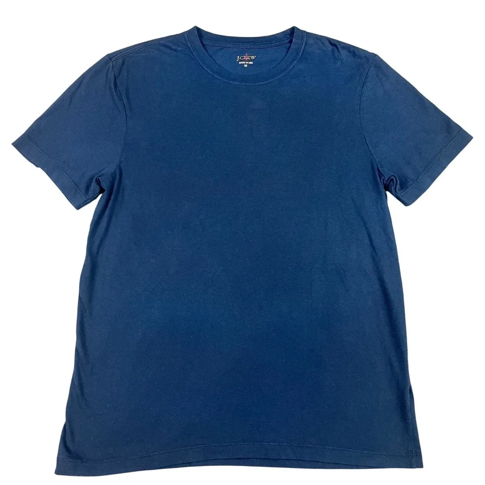 J.Crew Oarsmen Mens Medium Crew Neck Short Sleeve T‎ Shirt Navy Made USA Cotton